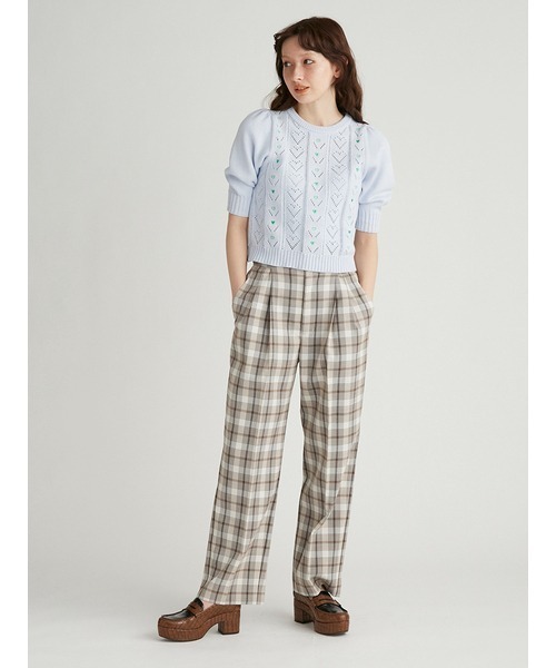 FURFUR(ファーファー)の「ハート刺繍アイレットニット(ニット/セーター・レディース・ライトブルー/ブラック/ピンク・FREE)」の12枚目の写真