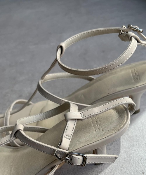 Chez toi（シェトワ）の「ラインヒールサンダル（サンダル・レディース・カーキ/ブラウン/アイボリー/ブラック・S/M/L）」の12枚目の写真