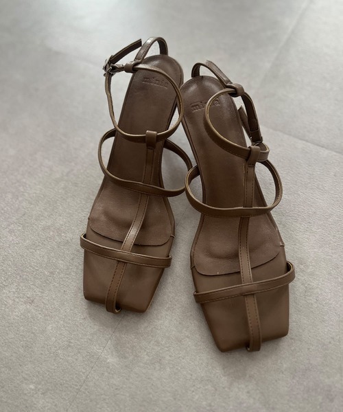Chez toi（シェトワ）の「ラインヒールサンダル（サンダル・レディース・カーキ/ブラウン/アイボリー/ブラック・S/M/L）」の6枚目の写真