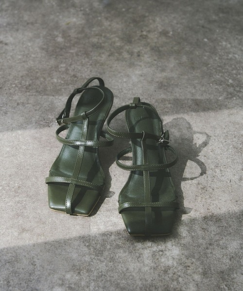 Chez toi（シェトワ）の「ラインヒールサンダル（サンダル・レディース・カーキ/ブラウン/アイボリー/ブラック・S/M/L）」の8枚目の写真