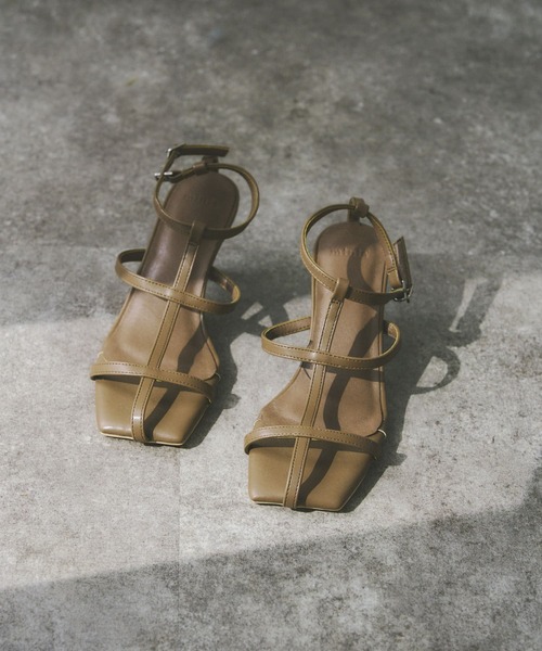 Chez toi（シェトワ）の「ラインヒールサンダル（サンダル・レディース・カーキ/ブラウン/アイボリー/ブラック・S/M/L）」の7枚目の写真