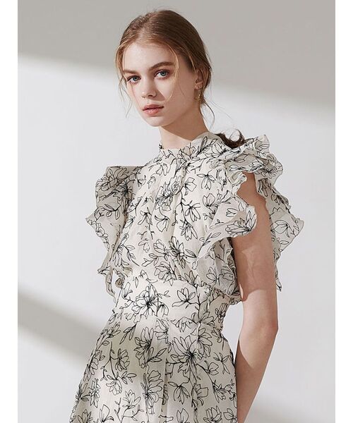 dazzlin(ダズリン)の「フロッキーフリルフラワーブラウス(シャツ/ブラウス・レディース・オフホワイト/ブラウン・FREE)」の9枚目の写真