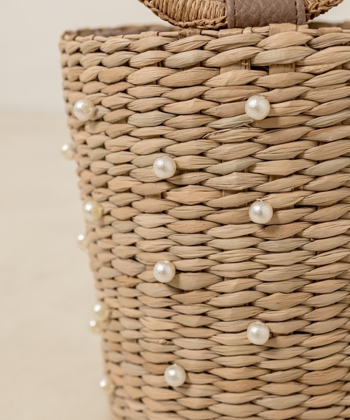 OLIVE des OLIVE(オリーブデオリーブ)の「パール付雑材バッグ 1031120010(かごバッグ・レディース・ベージュ/ブラック・FREE)」の11枚目の写真