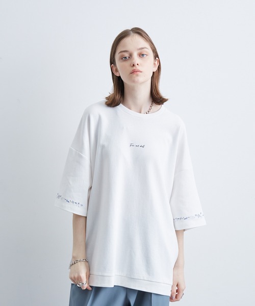 JUNRED（ジュンレッド）の「2ポイントショートスリーブワイドTシャツ（Tシャツ/カットソー・メンズ・ホワイト/チャコールグレー/ブルー系その他/ライトグレー/ブラック系その他/ブラック/オフホワイト/キナリ・S/L/M）」の2枚目の写真