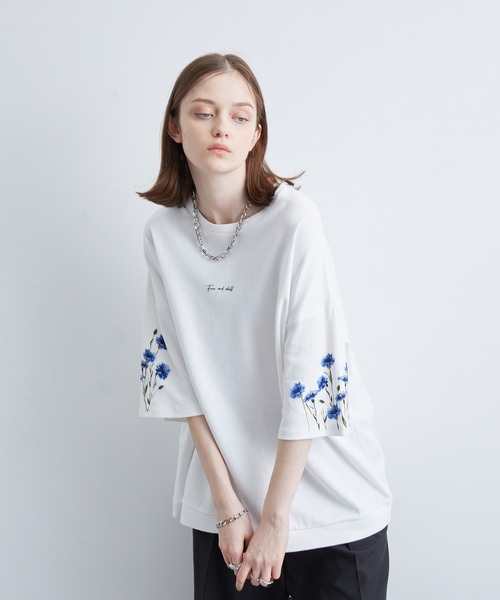 JUNRED（ジュンレッド）の「2ポイントショートスリーブワイドTシャツ（Tシャツ/カットソー・メンズ・ホワイト/チャコールグレー/ブルー系その他/ライトグレー/ブラック系その他/ブラック/オフホワイト/キナリ・S/L/M）」の3枚目の写真