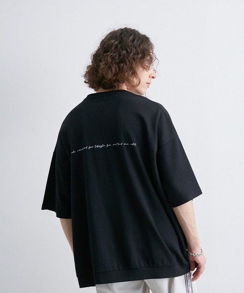 JUNRED（ジュンレッド）の「2ポイントショートスリーブワイドTシャツ（Tシャツ/カットソー・メンズ・ホワイト/チャコールグレー/ブルー系その他/ライトグレー/ブラック系その他/ブラック/オフホワイト/キナリ・S/L/M）」の4枚目の写真