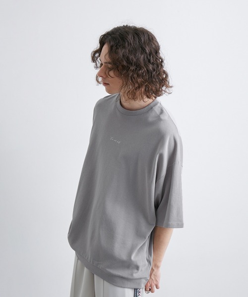 JUNRED（ジュンレッド）の「2ポイントショートスリーブワイドTシャツ（Tシャツ/カットソー・メンズ・ホワイト/チャコールグレー/ブルー系その他/ライトグレー/ブラック系その他/ブラック/オフホワイト/キナリ・S/L/M）」の17枚目の写真