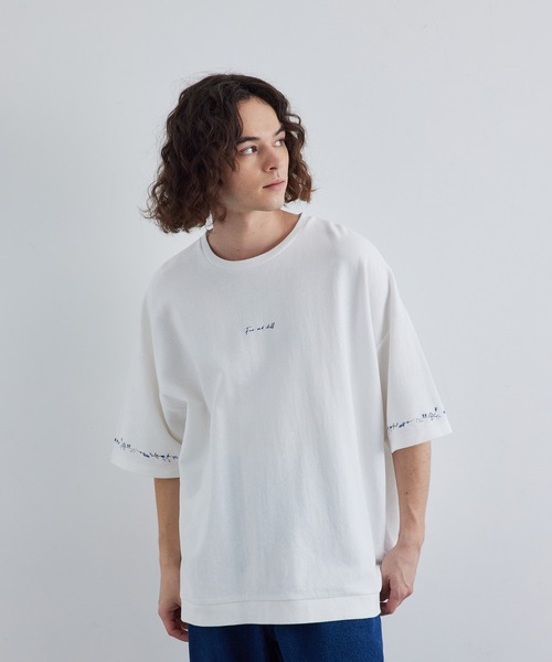 JUNRED（ジュンレッド）の「2ポイントショートスリーブワイドTシャツ（Tシャツ/カットソー・メンズ・ホワイト/チャコールグレー/ブルー系その他/ライトグレー/ブラック系その他/ブラック/オフホワイト/キナリ・S/L/M）」の16枚目の写真