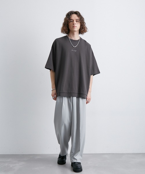 JUNRED（ジュンレッド）の「2ポイントショートスリーブワイドTシャツ（Tシャツ/カットソー・メンズ・ホワイト/チャコールグレー/ブルー系その他/ライトグレー/ブラック系その他/ブラック/オフホワイト/キナリ・S/L/M）」の19枚目の写真