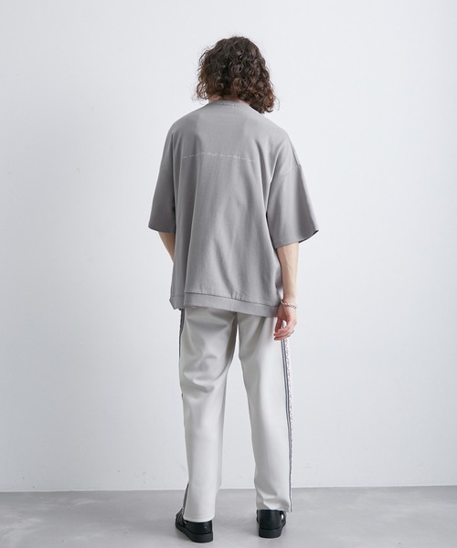 JUNRED（ジュンレッド）の「2ポイントショートスリーブワイドTシャツ（Tシャツ/カットソー・メンズ・ホワイト/チャコールグレー/ブルー系その他/ライトグレー/ブラック系その他/ブラック/オフホワイト/キナリ・S/L/M）」の13枚目の写真