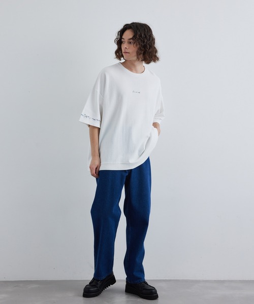 JUNRED（ジュンレッド）の「2ポイントショートスリーブワイドTシャツ（Tシャツ/カットソー・メンズ・ホワイト/チャコールグレー/ブルー系その他/ライトグレー/ブラック系その他/ブラック/オフホワイト/キナリ・S/L/M）」の18枚目の写真