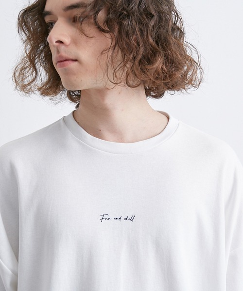 JUNRED（ジュンレッド）の「2ポイントショートスリーブワイドTシャツ（Tシャツ/カットソー・メンズ・ホワイト/チャコールグレー/ブルー系その他/ライトグレー/ブラック系その他/ブラック/オフホワイト/キナリ・S/L/M）」の15枚目の写真