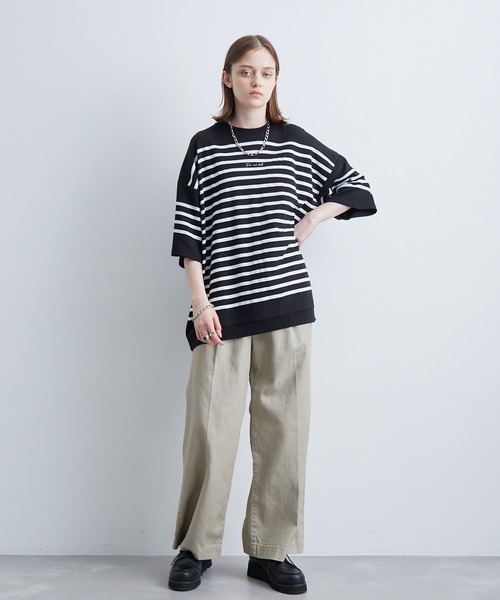 JUNRED（ジュンレッド）の「2ポイントショートスリーブワイドTシャツ（Tシャツ/カットソー・メンズ・ホワイト/チャコールグレー/ブルー系その他/ライトグレー/ブラック系その他/ブラック/オフホワイト/キナリ・S/L/M）」の14枚目の写真