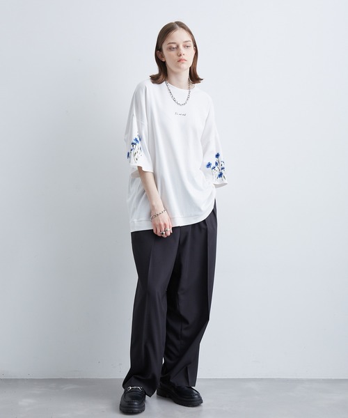 JUNRED（ジュンレッド）の「2ポイントショートスリーブワイドTシャツ（Tシャツ/カットソー・メンズ・ホワイト/チャコールグレー/ブルー系その他/ライトグレー/ブラック系その他/ブラック/オフホワイト/キナリ・S/L/M）」の21枚目の写真