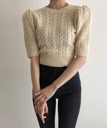 SPIGA | 背中開き縄編み半袖ﾆｯﾄ(ニット/セーター)