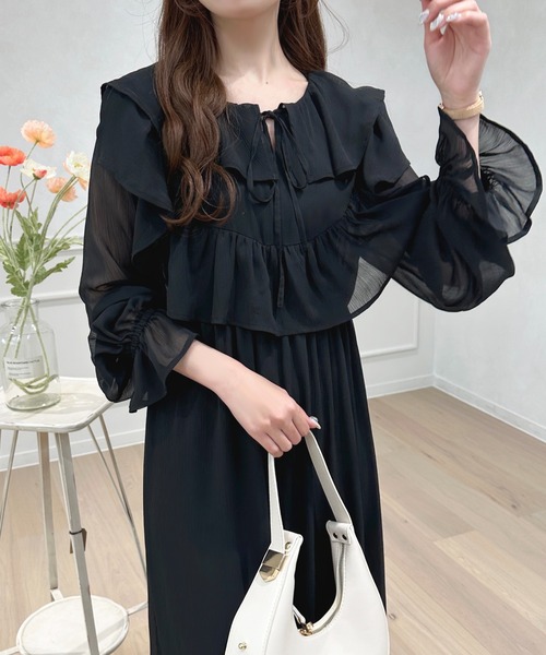 apres jour(アプレジュール)の「楊柳シアーフリルワンピース【ZOZOTOWN限定アイテム】(ワンピース・レディース・アイボリー/ブラック/スモークピンク・X-LARGE/フリー)」の16枚目の写真