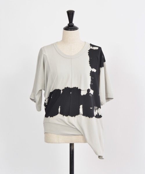 gomme（ゴム）の「タイダイ天竺（Tシャツ/カットソー・レディース・ブラック×グレー/ベージュ・MEDIUM）」の7枚目の写真