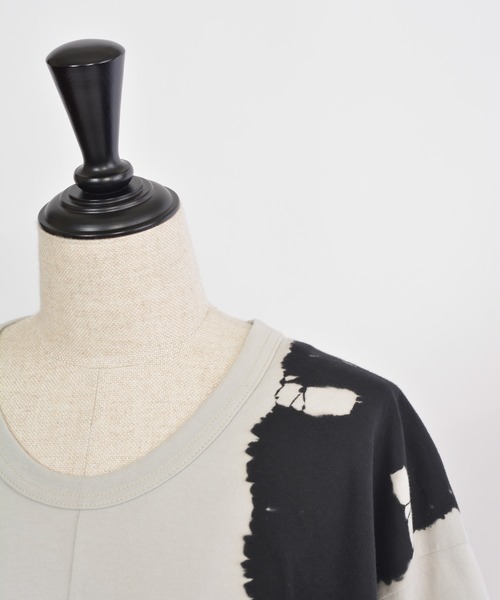 gomme（ゴム）の「タイダイ天竺（Tシャツ/カットソー・レディース・ブラック×グレー/ベージュ・MEDIUM）」の4枚目の写真