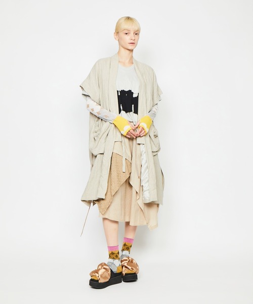 gomme（ゴム）の「タイダイ天竺（Tシャツ/カットソー・レディース・ブラック×グレー/ベージュ・MEDIUM）」の10枚目の写真