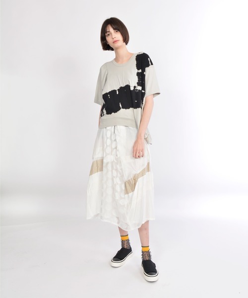 gomme（ゴム）の「タイダイ天竺（Tシャツ/カットソー・レディース・ブラック×グレー/ベージュ・MEDIUM）」の18枚目の写真