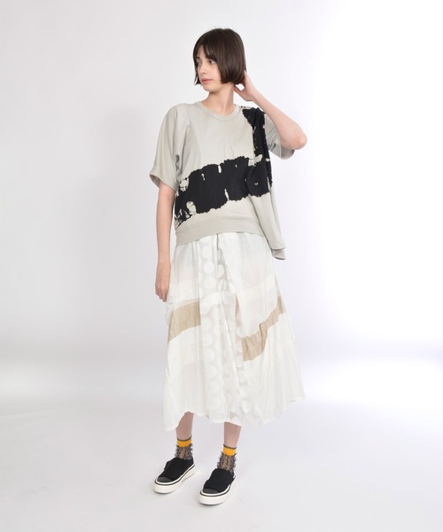 gomme（ゴム）の「タイダイ天竺（Tシャツ/カットソー・レディース・ブラック×グレー/ベージュ・MEDIUM）」の19枚目の写真