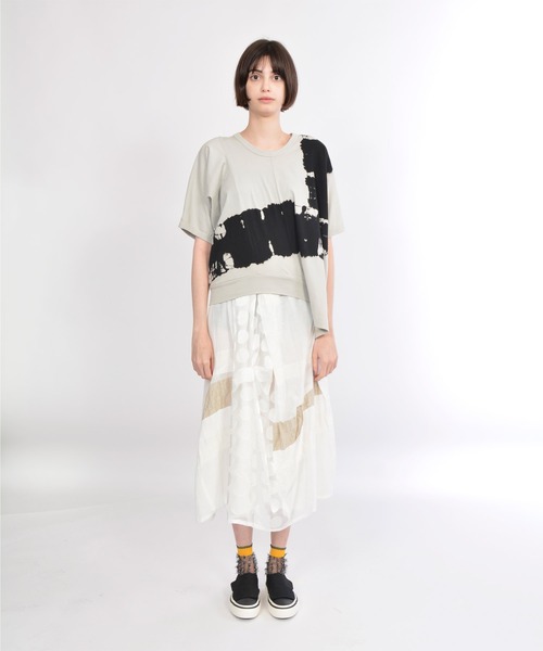 gomme（ゴム）の「タイダイ天竺（Tシャツ/カットソー・レディース・ブラック×グレー/ベージュ・MEDIUM）」の15枚目の写真