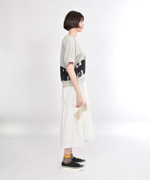 gomme（ゴム）の「タイダイ天竺（Tシャツ/カットソー・レディース・ブラック×グレー/ベージュ・MEDIUM）」の16枚目の写真