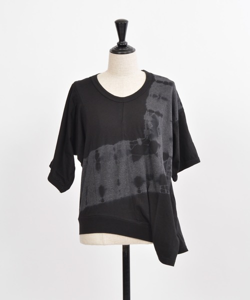 gomme（ゴム）の「タイダイ天竺（Tシャツ/カットソー・レディース・ブラック×グレー/ベージュ・MEDIUM）」の20枚目の写真