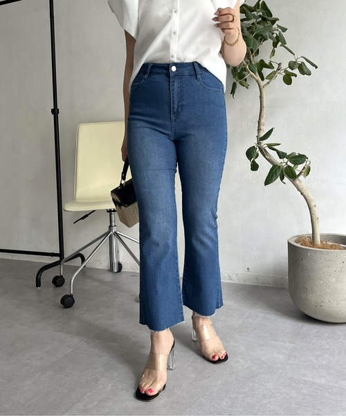 低身長サイズあり》ストレッチクロップドデニム（デニムパンツ
