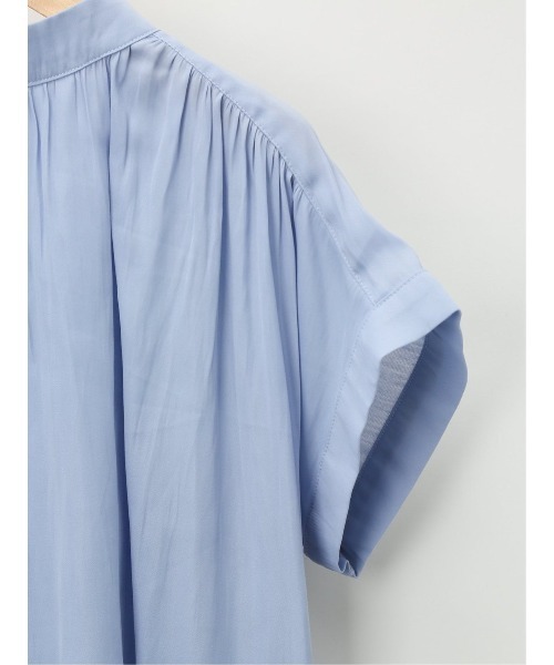 m.f.editorial(エムエフエディトリアル)の「m.f.エディトリアル レディース ハイブリッド プチハイネック半袖プルオーバー(Tシャツ/カットソー・レディース・ホワイト/ブラック/ベージュ/サックスブルー・MEDIUM/LARGE)」の9枚目の写真