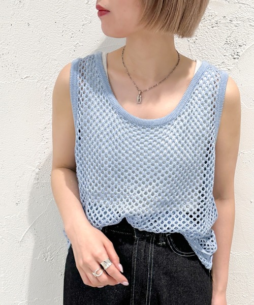 apres jour mignon(アプレジュールミニョン)の「メッシュタンクトップ【ZOZOTOWN限定アイテム】(タンクトップ・レディース・オフホワイト/ブラック/グリーン/ブルー・フリー/X-LARGE)」の4枚目の写真