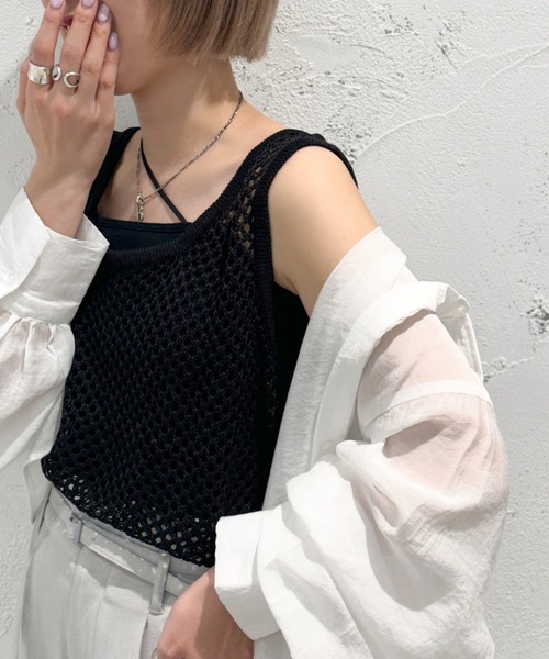 apres jour mignon(アプレジュールミニョン)の「メッシュタンクトップ【ZOZOTOWN限定アイテム】(タンクトップ・レディース・オフホワイト/ブラック/グリーン/ブルー・フリー/X-LARGE)」の3枚目の写真