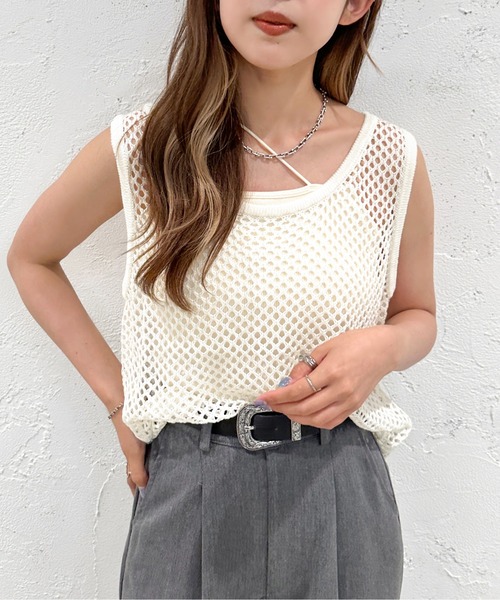 apres jour mignon(アプレジュールミニョン)の「メッシュタンクトップ【ZOZOTOWN限定アイテム】(タンクトップ・レディース・オフホワイト/ブラック/グリーン/ブルー・フリー/X-LARGE)」の13枚目の写真