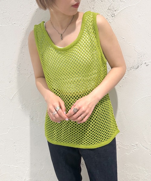 apres jour mignon(アプレジュールミニョン)の「メッシュタンクトップ【ZOZOTOWN限定アイテム】(タンクトップ・レディース・オフホワイト/ブラック/グリーン/ブルー・フリー/X-LARGE)」の12枚目の写真
