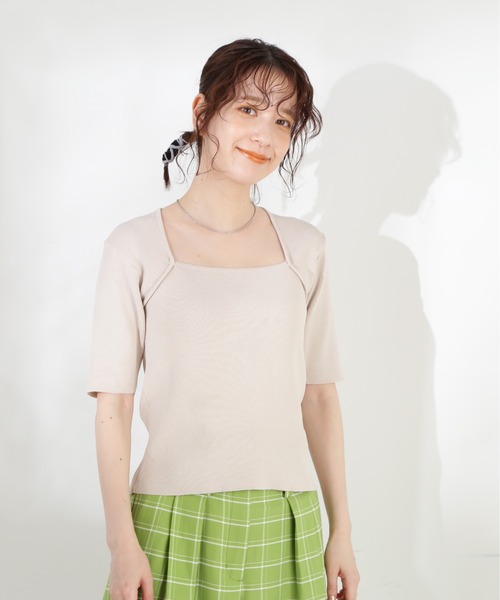 N.（N. Natural Beauty Basic）（エヌエヌナチュラルビューティーベーシック）の「◆トラペーズネックリブニット（ニット/セーター・レディース・ライトグレー/チョコ/マスタード・MEDIUM）」の18枚目の写真
