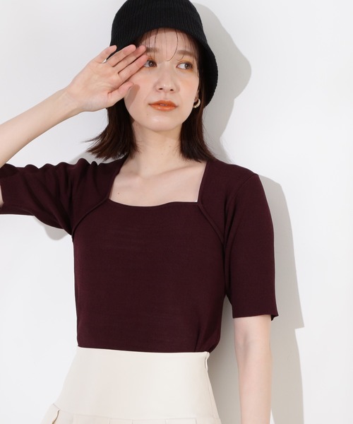 N.（N. Natural Beauty Basic）（エヌエヌナチュラルビューティーベーシック）の「◆トラペーズネックリブニット（ニット/セーター・レディース・ライトグレー/チョコ/マスタード・MEDIUM）」の10枚目の写真
