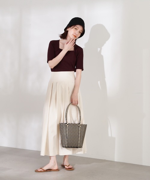 N.（N. Natural Beauty Basic）（エヌエヌナチュラルビューティーベーシック）の「◆トラペーズネックリブニット（ニット/セーター・レディース・ライトグレー/チョコ/マスタード・MEDIUM）」の16枚目の写真