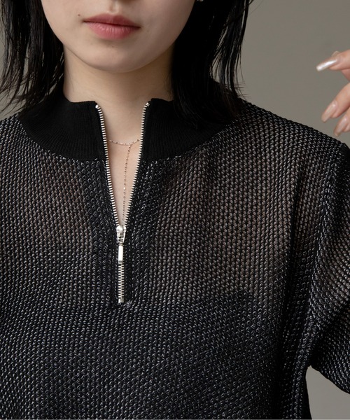 VACANCY(ヴァカンシー)の「メッシュハーフジップトップス(その他トップス・レディース・ブラック/グレー/レッド・FREE)」の9枚目の写真