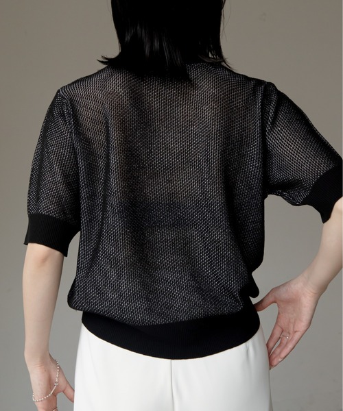 62867　パラディーゾ　裏メッシュ　ハーフジップ半袖トップス　黒　Ｌ 62867 パラディーゾ 裏メッシュ ハーフジップ半袖トップス 黒 L