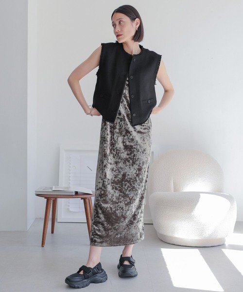 セール】クラッシュベロアキャミワンピース 965919（ワンピース