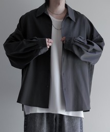【cussil/クシル】TRストレッチルーズシルエット2wayオープンカラーロングスリーブシャツ