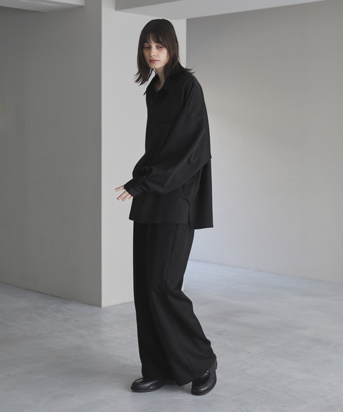 cussil（クシル）の「【cussil/クシル】TRストレッチルーズシルエット2wayオープンカラーロングスリーブシャツ（シャツ/ブラウス・メンズ・ライトグレー/チャコールグレー/ブラック/オフホワイト/ダークブラウン/ダークグリーン/ライトブルー/グレイッシュベージュ・M/L/S）」の18枚目の写真