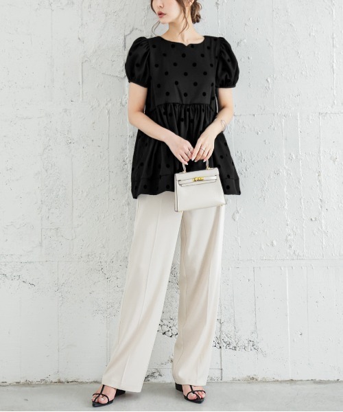 La-gemme（ラジェム）の「ドット柄プルオーバー（Tシャツ/カットソー・レディース・ブラック・M/L）」の5枚目の写真