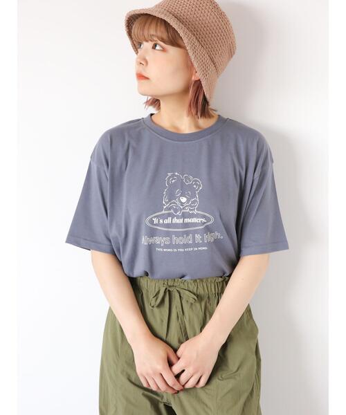 ehka sopo（エヘカソポ）の「くまプリントTシャツ（Tシャツ/カットソー・レディース・オフホワイト/ブルー/ラベンダー/ベージュ・F）」の3枚目の写真