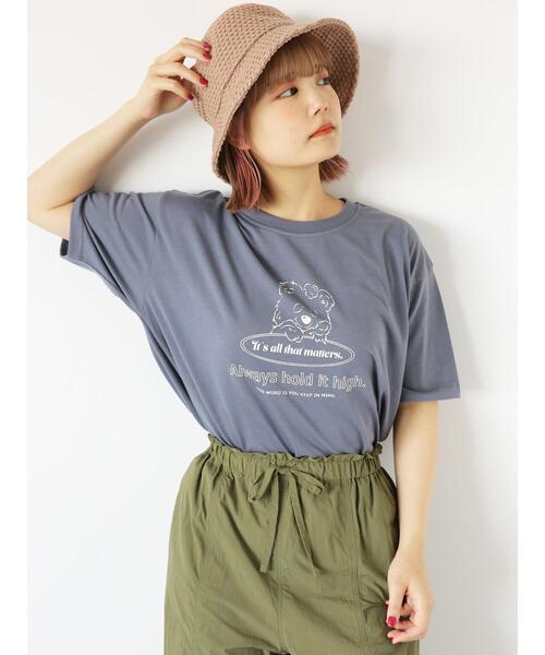 ehka sopo（エヘカソポ）の「くまプリントTシャツ（Tシャツ/カットソー・レディース・オフホワイト/ブルー/ラベンダー/ベージュ・F）」の5枚目の写真