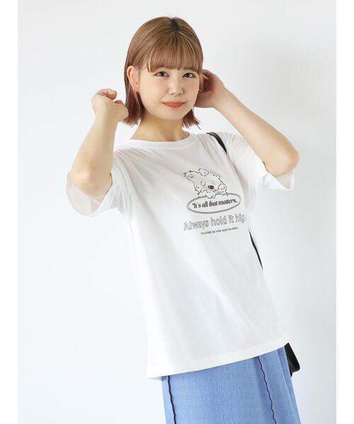 ehka sopo（エヘカソポ）の「くまプリントTシャツ（Tシャツ/カットソー・レディース・オフホワイト/ブルー/ラベンダー/ベージュ・F）」の7枚目の写真