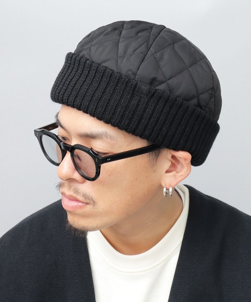 ReqHatter(レックハッター)の「キルティング ワイドリブ ロールワッチ(ニットキャップ/ビーニー・メンズ・ブラック/カーキ・FREE)」の4枚目の写真