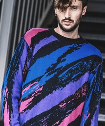 【NO ID.】Abstract JQ Knit Crew Neck Pullover / アブストラクト JQ ニット クルーネック プルオーバー