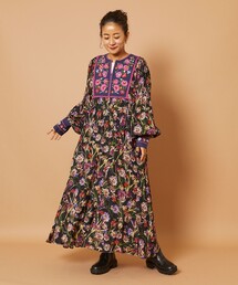 Freada | Freada/フリーダ　インドレーヨン花柄プリント刺繍ワンピース(ワンピース)