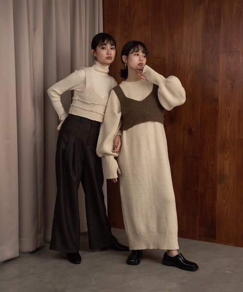 Amiur（エミレ）の「patchwork knit bustier（その他トップス・レディース・カーキ系/アイボリー・FREE）」の10枚目の写真